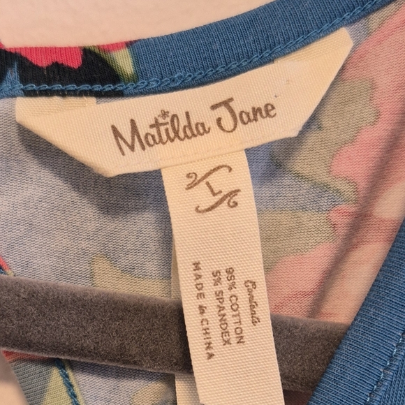 Matilda Jane No End Maxi Dress Teal Floral Sundress Tiered Long Women's Sz Large - Picture 11 of 11